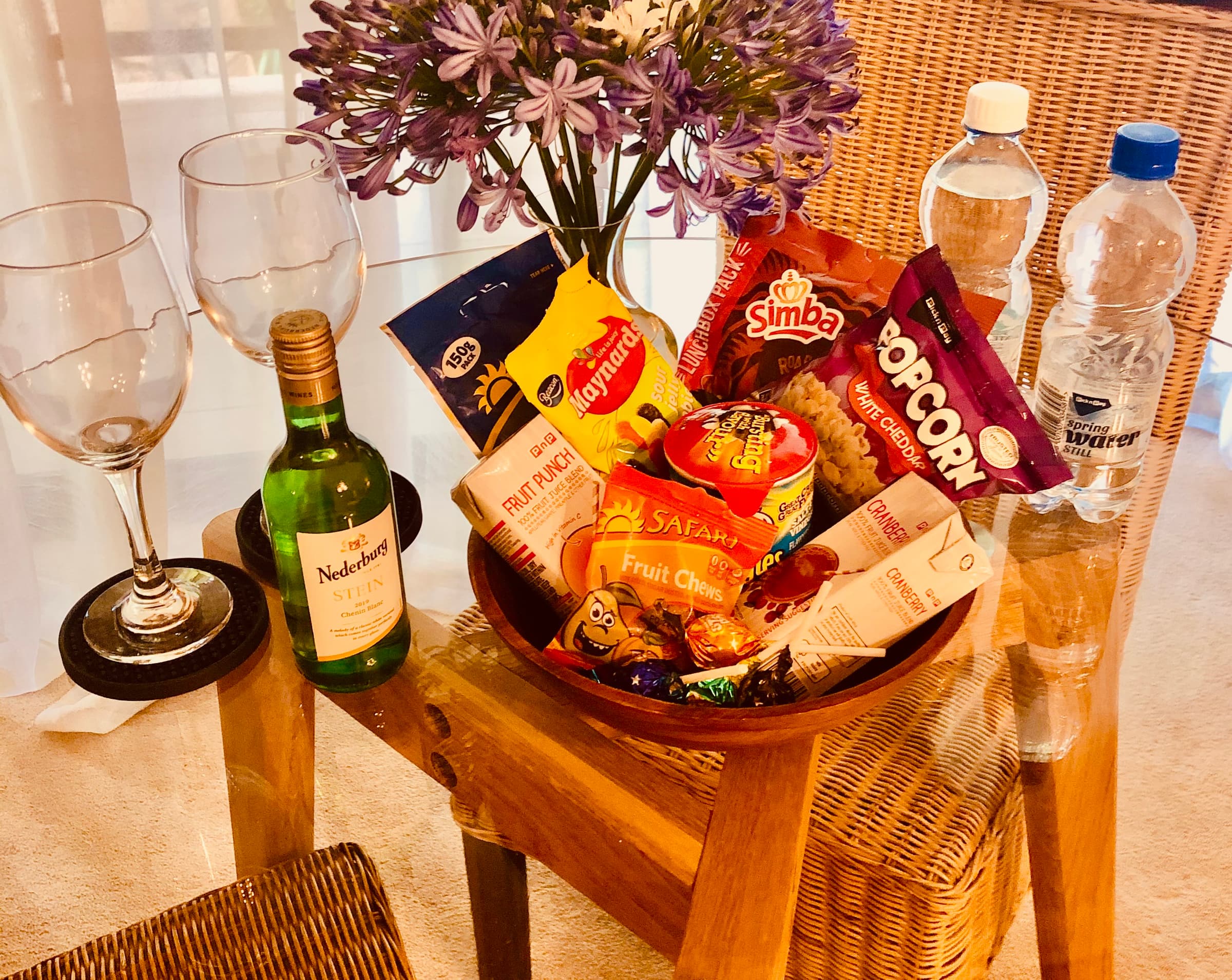 Complimentary bottle of wine, and...